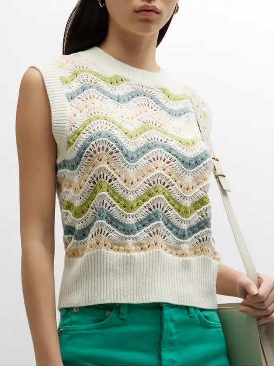Rails Sweaters - Rails Sz Small Mabel Sweater Vest Crochet Stripe Cotton Blend